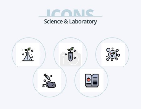 Illustration for Science Line Filled Icon Pack 5 Icon Design. universe. solar. plant. science. books - Royalty Free Image
