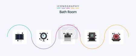 Ilustración de Bath Room Line Filled Flat 5 Icon Pack Including utensil. cabinet. mirror. box. shower - Imagen libre de derechos