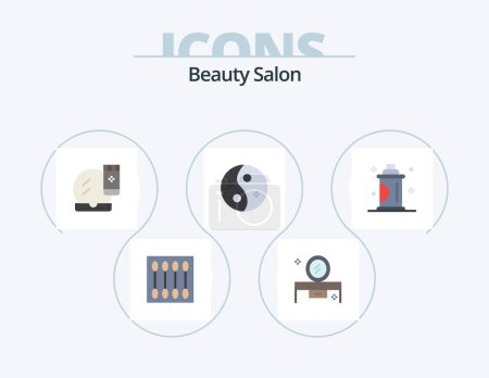 Illustration for Beauty Salon Flat Icon Pack 5 Icon Design. spa. beauty. lowboy table. makeup base. face makeup - Royalty Free Image