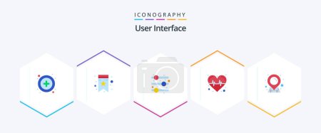 Illustration for User Interface 25 Flat icon pack including . health. . map - Royalty Free Image