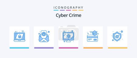 Téléchargez les illustrations : Cyber Crime Blue 5 Icon Pack Including shopping. safety. bug. card. atm card. Creative Icons Design - en licence libre de droit