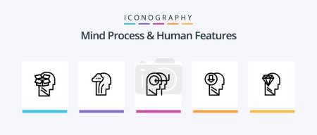 Ilustración de Mind Process And Human Features Line 5 Icon Pack Including mind. mental. mind. health. knowledge. Creative Icons Design - Imagen libre de derechos