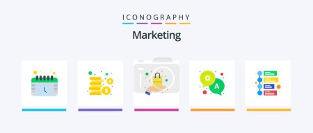 Illustration for Marketing Flat 5 Icon Pack Including . marketing. presentation. advertisement. question. Creative Icons Design - Royalty Free Image