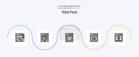 Ilustración de Web Pack Line 5 Icon Pack Including web security. protected browser. computer. page lock. web - Imagen libre de derechos