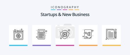 Téléchargez les illustrations : Startups And New Business Line 5 Icon Pack Including . budget. cash. analysis. hand. Creative Icons Design - en licence libre de droit