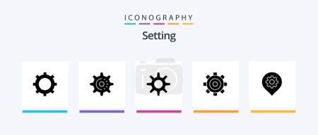 Ilustración de Setting Glyph 5 Icon Pack Including location. gear. setting. universal. job. Creative Icons Design - Imagen libre de derechos