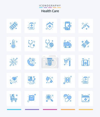 Ilustración de Creative Health Care 25 Blue icon pack  Such As syring. medical. medical. health insurance. app - Imagen libre de derechos