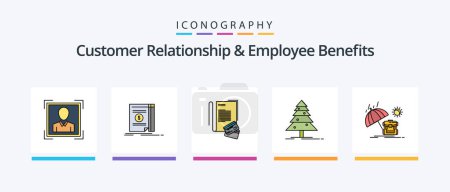 Illustration for Customer Relationship And Employee Benefits Line Filled 5 Icon Pack Including document. graph. optimize. layout. transfer. Creative Icons Design - Royalty Free Image