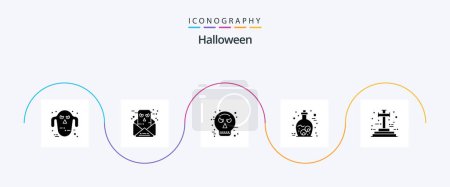 Illustration for Halloween Glyph 5 Icon Pack Including grave. zombie. avatar. jar. eye - Royalty Free Image