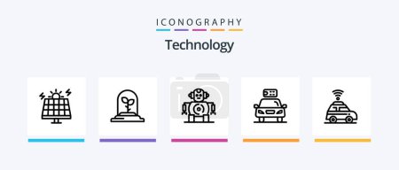 Ilustración de Technology Line 5 Icon Pack Including technology. radio. map. electric vehicle. automotive technology. Creative Icons Design - Imagen libre de derechos