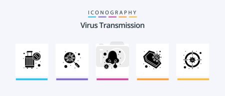 Téléchargez les illustrations : Virus Transmission Glyph 5 Icon Pack Including bacteria. infection. cold. death. coffin. Creative Icons Design - en licence libre de droit