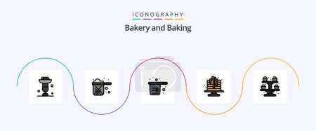 Ilustración de Baking Line Filled Flat 5 Icon Pack Including cake. baking. restaurant. measuring. cooking - Imagen libre de derechos