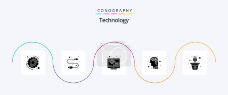 Ilustración de Technology Glyph 5 Icon Pack Including power. plant. internet. energy. brain - Imagen libre de derechos