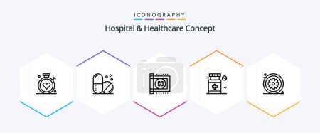Illustration for Hospital and Healthcare Concept 25 Line icon pack including . health. - Royalty Free Image