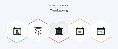 Illustration for Thanks Giving 25 FilledLine icon pack including fall. thanksgiving. fire. date. autumn - Royalty Free Image
