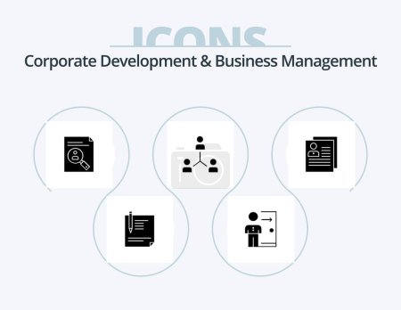 Ilustración de Corporate Development And Business Management Glyph Icon Pack 5 Icon Design. cv. clipboard. employee. application. person - Imagen libre de derechos