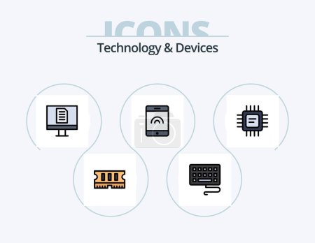 Téléchargez les illustrations : Devices Line Filled Icon Pack 5 Icon Design. . . web. wifi. network - en licence libre de droit
