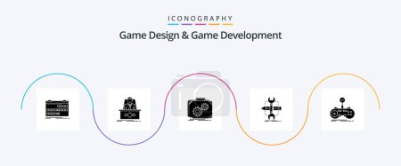 Ilustración de Game Design And Game Development Glyph 5 Icon Pack Including develop. build. master. work. production - Imagen libre de derechos