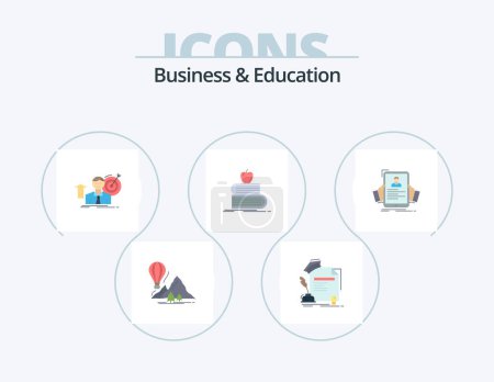 Illustration for Business And Education Flat Icon Pack 5 Icon Design. student. back to school. award. growth. target - Royalty Free Image