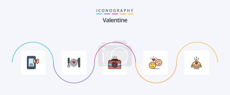 Illustration for Valentine Line Filled Flat 5 Icon Pack Including emoji. avatar. couple. couple. images - Royalty Free Image