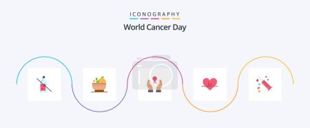 Illustration for World Cancer Day Flat 5 Icon Pack Including woman. breast cancer. medicine. care. cancer - Royalty Free Image
