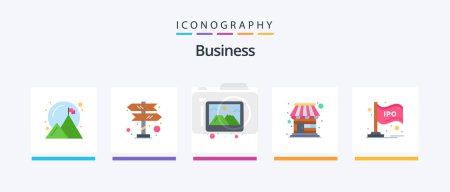 Illustration for Business Flat 5 Icon Pack Including market. market. frame. store. building. Creative Icons Design - Royalty Free Image