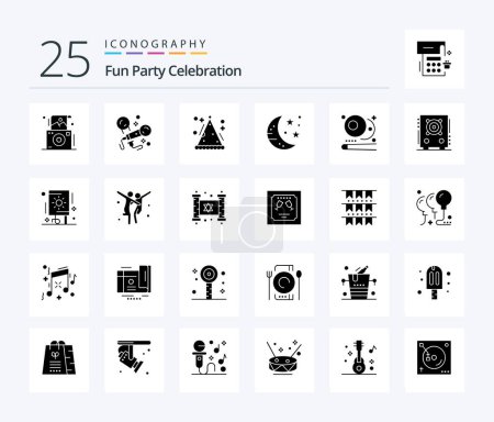 Illustration for Party 25 Solid Glyph icon pack including pool. party. cone. night. bar - Royalty Free Image