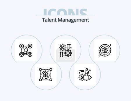 Ilustración de Talent Management Line Icon Pack 5 Icon Design. arrow. setting. break. idea. brainstorming - Imagen libre de derechos