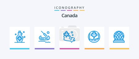 Illustration for Canada Blue 5 Icon Pack Including dome. canada. map. building. leaf. Creative Icons Design - Royalty Free Image