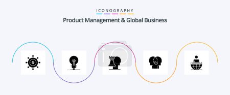 Téléchargez les illustrations : Product Managment And Global Business Glyph 5 Icon Pack Including global process. resources. business. modern. business - en licence libre de droit
