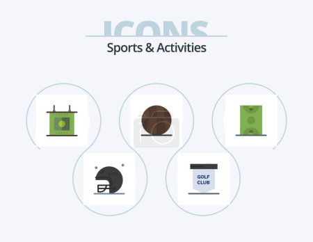Téléchargez les illustrations : Sports and Activities Flat Icon Pack 5 Icon Design. ball. game. sports. basketball. activities - en licence libre de droit
