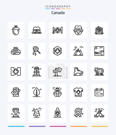 Ilustración de Creative Canada 25 OutLine icon pack  Such As bowls. wedding cake. canada. wedding. man - Imagen libre de derechos