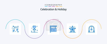 Ilustración de Celebration and Holiday Blue 5 Icon Pack Including star. event. stick. christmas. hotel - Imagen libre de derechos