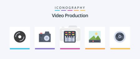 Ilustración de Video Production Flat 5 Icon Pack Including tap. cinema. cinema. photos. gallery. Creative Icons Design - Imagen libre de derechos