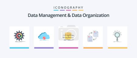 Téléchargez les illustrations : Data Management And Data Organization Flat 5 Icon Pack Including file. sharing. data. monitoring. architecture. Creative Icons Design - en licence libre de droit
