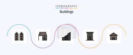 Illustration for Buildings Line Filled Flat 5 Icon Pack Including house. building. office desk. office blocks. buildings - Royalty Free Image