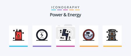 Téléchargez les illustrations : Power And Energy Line Filled 5 Icon Pack Including energy. charge. power. battery. seo. Creative Icons Design - en licence libre de droit