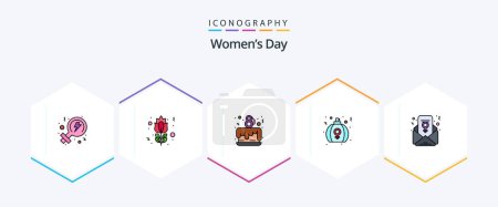 Illustration for Womens Day 25 FilledLine icon pack including women day. women. day. perfume. gift - Royalty Free Image