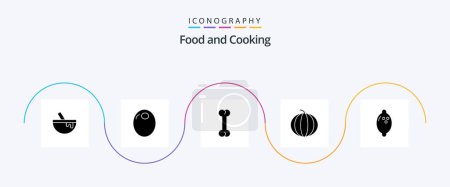 Téléchargez les illustrations : Food Glyph 5 Icon Pack Including . fruit. bone. food. fruit - en licence libre de droit