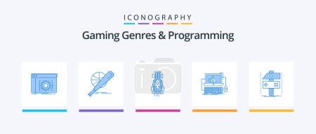 Ilustración de Gaming Genres And Programming Blue 5 Icon Pack Including error. computer. game. speed. game. Creative Icons Design - Imagen libre de derechos