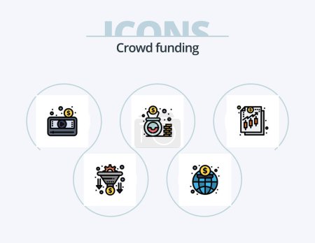 Ilustración de Crowdfunding Line Filled Icon Pack 5 Icon Design. increase. transformation. search. exchange. currency - Imagen libre de derechos