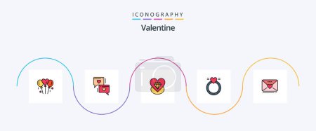 Illustration for Valentine Line Filled Flat 5 Icon Pack Including love. wedding. diamond. love. ring - Royalty Free Image