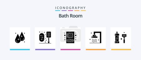 Illustration for Bath Room Glyph 5 Icon Pack Including bathroom. shower. box. cleaning. bath. Creative Icons Design - Royalty Free Image