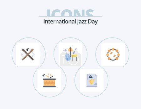Ilustración de International Jazz Day Flat Icon Pack 5 Icon Design. .. .. saxofón. virtuoso. música - Imagen libre de derechos