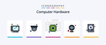 Illustration for Computer Hardware Line Filled 5 Icon Pack Including . hardware. shutdown. computer. hardware. Creative Icons Design - Royalty Free Image