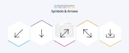 Ilustración de Símbolos y flechas 25 Paquete de iconos de línea incluyendo. flecha. - Imagen libre de derechos
