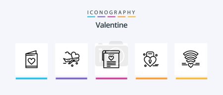 Ilustración de Valentine Line 5 Icon Pack Incluyendo merraige. Corazón. seguro. Boda. Tiempo. Diseño de iconos creativos - Imagen libre de derechos
