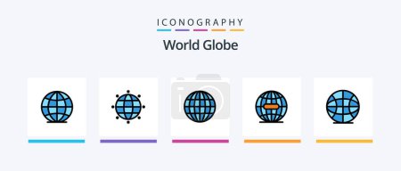 Ilustración de Globe Line Llenado 5 paquete de iconos incluyendo globo. internet. internet. globo. mundo. Diseño de iconos creativos - Imagen libre de derechos