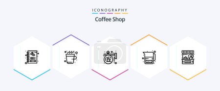 Illustration for Coffee Shop 25 Line icon pack including bar. milk. board. jug. sign - Royalty Free Image