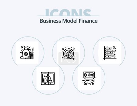 Ilustración de Finance Line Icon Pack 5 Diseño de iconos. fondos. caridad. cripto. Rápido. préstamo - Imagen libre de derechos